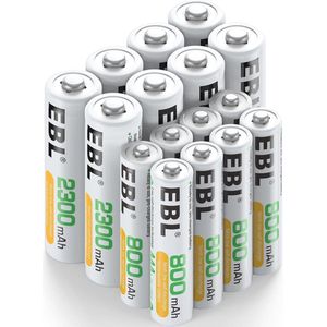 Oplaadbare AA en AAA Batterijen Set - 16 Stuks