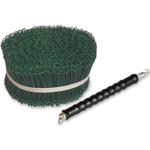 Kortpack - Geplastificeerde Drilbinders 1.6mm dik x 100mm lang + Drilbindertool - Groen - 1000 Drilbinders + 1 Aantrektool - PVC- gecoate Snelstroppers - (099.9099)