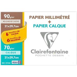 Clairefontaine A4 – 6x Ruitjespapier + 6x Overtrekpapier