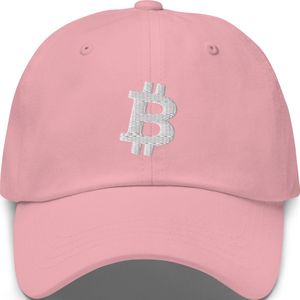 Klassiek Roze Bitcoin Petje Met Wit Kleurig Geborduurd Bitcoin Logo| Bitcoin cadeau| Crypto cadeau| Bitcoin Cap| Crypto Cap| Bitcoin Pet| Crypto Pet| Bitcoin Merch| Crypto Merch| Bitcoin Kleding| Crypto Kleding