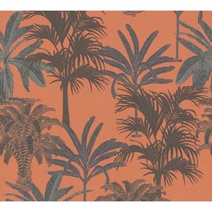 PALMBOMEN BEHANG | Botanisch - oranje zwart bruin - A.S. Création MICHALSKY