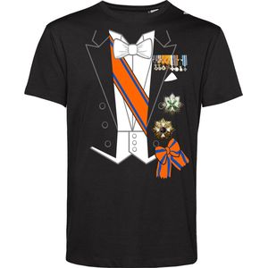T-shirt kind Koning Kostuum | Koningsdag kleding | oranje t-shirt | Zwart | maat 80