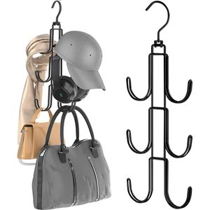 Stropdashouder, riemhouder, garderobe, sjaalhanger, hangend tassenrek, multifunctionele riembinder Sling Hook Organizer voor stropdassen, sjaals, doeken, tassen, zwart