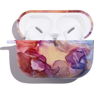 Mobigear - Hoesje geschikt voor Apple AirPods Pro 1 Hardcase Hoesje | Mobigear Marble - Blauw / Paars