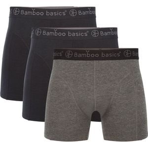 Comfortabel & Zijdezacht Bamboo Basics Rico - Bamboe Boxershorts Heren (Multipack 3 stuks) - Onderbroek - Ondergoed - Zwart & Grijs - XL