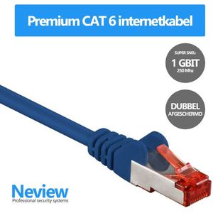 Neview - 25 cm premium S/FTP patchkabel - CAT 6 - Blauw - Dubbele afscherming - (netwerkkabel/internetkabel)