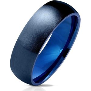Ringen Dames - Ringen Vrouwen - Ring Dames - Ringen Mannen - Ring Mannen - Blauwe Ring - Ring - Geborstelde Look - Shine