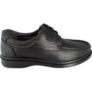 Herenschoenen- Nette Schoenen- Veterschoenen- Comfort schoenen 602- Leather- Zwart- Maat 45
