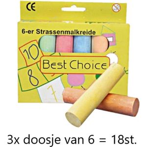 Stoepkrijt - 6 stuks - 10cm Jumbo verpakking