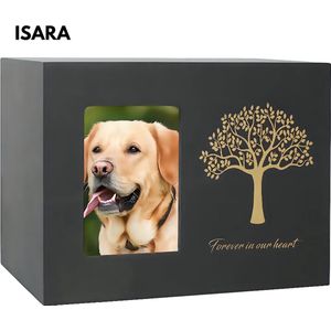 ISARA Luxueuze Mini Urn Hond Kat – Urne – Hout – Urnen – Urn Voor Dieren – Urn Hond Overleden – Urn Kat – Zwart – Inclusief Fluwelen Zakje