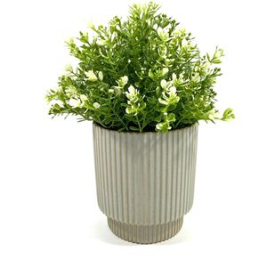 Lucy’s Living Luxe Bloempot STRIPE green – ø 14 x 14 cm - groen -  binnen – buiten – luxe – accessoires – tuin – decoratie – bloemen - aardewerk - planten - plantenhouder