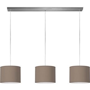 Home Sweet Home hanglamp Bling - verlichtingspendel Beam inclusief 3 lampenkappen - lampenkap 25/25/19cm - pendel lengte 100 cm - geschikt voor E27 LED lamp - taupe