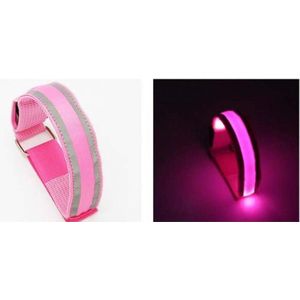 LED lichtband Roze - Lichtgevende band voor wandelen/fietsen/hardlopen - Lichtgevende band met reflectoren voor extra veiligheid in het donker - Inclusief Batterijen - Max. omtrek 33 cm