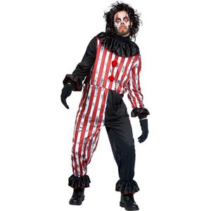 Wilbers & Wilbers - Monster & Griezel Kostuum - Perry Scary Clown - Man - Rood, Zwart - Medium - Halloween - Verkleedkleding