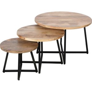 Salontafel set van 3 Mango Moons Rond 73cm diameter-Model Romance-Goedkoop