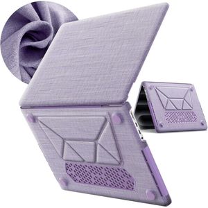 Hoes Geschikt voor Macbook New Pro 13 inch Hoes Paars shockproof heavy duty hoesje Woven Fabric - MacBook Pro M1/ M2 2022 2021 A2338 A2289 A2251 A2159 A1989 A1706 M2 case met Opvouwbare kickstand hoes hardcover