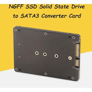 M.2 NGFF SSD naar SATA III 25 inch adapter - Ondersteunt SATA B + M-key/M-toetsenbord (zwart)
