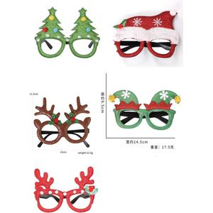 5 STUKS - Kerstbrillen - Accessoires Voor Brillen / Feestbrillen - Kerstverkleedaccessoires - Unisex - Christmas - Noel - Party- Feest