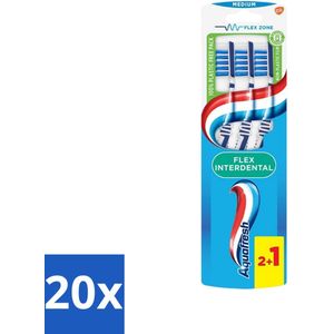 Aquafresh - Tandenborstel - Flex Interdental - Medium - Grondige Reiniging - 3 Tandenborstels - Bulkverpakking - 20 stuks