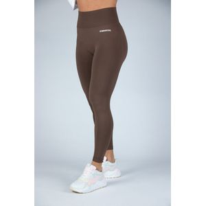Fitness legging - Legging hoge taille - Legging Gym Sport - Hardloop - Yogabroek voor dames - Sneldrogend, ademend en rekbaar - Spandex / Nylon - Kleur Bruin - Maat S