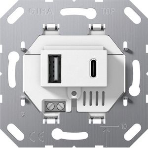 Gira USB-voeding 2-poorts wandcontactdoos type A/C wit - 234900 - E3DGA
