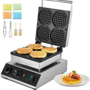 Elektrische Wafelijzer Machine - Wafelmaker - Ronde Wafels - 1750W - 4 Stuks