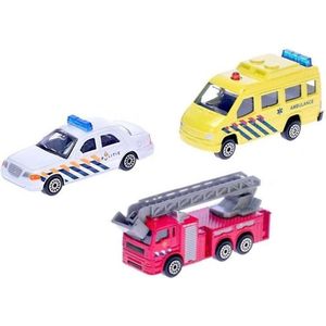 2-play Hulpdienstauto's 8 Cm Wit/Geel/Rood 3-delig