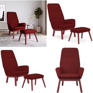vidaXL Relaxstoel met voetenbank stof wijnrood - Relaxstoel Met Voetenbank - Relaxstoelen Met Voetenbanken - Zetel Met Voetenbankje - Relaxstoel