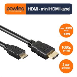 Mini HDMI naar HDMI kabel - 2 meter - HDMI C naar HDMI A - HDMI 1.4 - Gold plated - 4k UHD (40 Hz), 1080p (144 Hz)