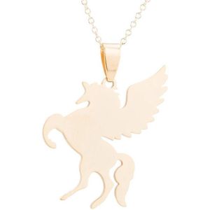 Fako Bijoux® - Ketting Met Hanger - Stainless Steel - RVS - Staal - Eenhoorn Unicorn - Goudkleurig