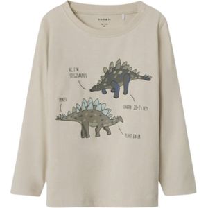 Name It - T-shirt - Longsleeve - Dino - Sand - Maat 110