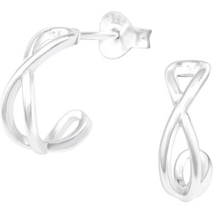 Joy|S - Zilveren oorringen stud - 12 mm - infinity - dikte: 4 mm - oorbellen