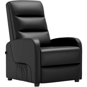 Relaxstoel - Relaxstoelen - Stoelen - Loungestoel - TV Stoel - met Voetsteun - en Kussen - Verstelbare Rugleuning - Comfortabele - - Slaapkamer - Thuisbioscoop - Zwart - PU Leer - 160° Ligstand - Voor Woonkamer
