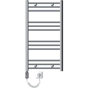 Badkamerradiator Elektrisch met verwarmingselement 300W 500x800 mm Chroom recht met zijaansluiting