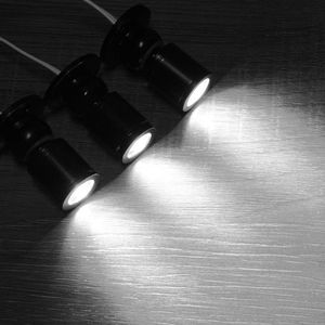 Set van 6 mini - led - inbouwspots - minispot - inbouwverlichting - led - kastverlichting - aluminium - koudwit - met transformator - zilver - kledingkast (zwart koud wit)
