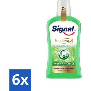 Signal - Integral & Actions - Mondwater - 0 % Alcohol - Fris Natuurlijk - Citroen & Aloë Vera - 500 ml - Voordeelverpakking - 6 stuks