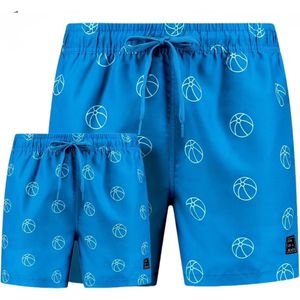 Son of a Beach vader en zoon zwembroek - strandbal - blauw - maat L+122/128