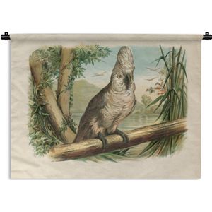 Wandkleed Antieke Vogelprenten - Antieke vogelprent witte kaketoe Wandkleed katoen 180x135 cm - Wandtapijt met foto