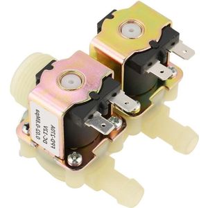 Magneetventiel DC 12 V dubbele kop waterinlaat - DN20 G3 / 4 voor wasmachine - normaal gesloten .