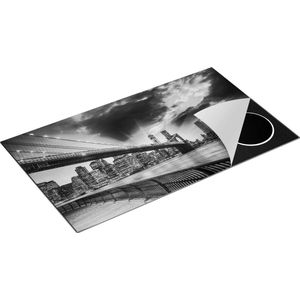 Chefcare Inductie Beschermer New York Brooklyn Brug - Zwart Wit - 91,2x52 cm - Afdekplaat Inductie - Kookplaat Beschermer - Inductie Mat