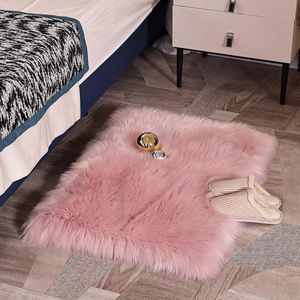 imitatie schapenvacht, langharig tapijt van imitatiebont, wollige decoratievacht om op de grond te leggen voor bed of bank (Maat: 60x90cm)