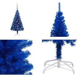 vidaXL Kunstkerstboom met LED's en kerstballen 120 cm PVC blauw - Kunstkerstboom - Kunstkerstbomen - Kerstboom - Kerstdecoratie
