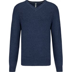 Pullover/Cardigan Heren L Kariban V-hals Lange mouw Navy Heather 87% Katoen, 11% Polyamide, 2% Elasthan