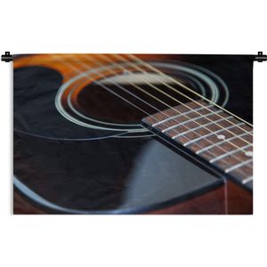 Wandkleed Akoestische gitaar - Mooie zwart met bruine akoestische gitaar Wandkleed katoen 150x100 cm - Wandtapijt met foto