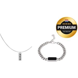 VIP DESIGNER Ketting Zwart Steen staal - Collier Cuban Chain Ketting cadeau - Heren Unisex ketting sieraden ketting Schakelketting Halsketting Fashion Mode