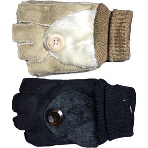 OPENVINGER handschoenen BIKER van BellaBelga - zwart en beige - 2 paar set