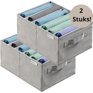 Kast Organizer - Kast Verdeler - Opbergmand - 2 stuks - Kledingkast organizer en lade-organizer - verwijderbare scheidingswanden - 40X30X20CM - Grijs - opvouwbare opbergdozen, garderobekast-organizer systeem