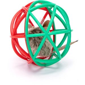 Nobleza Kattenbal met piepende muis - Kattenspeelgoed - Kitten speelgoed - Katten Speelbal - Speelmuis - Piepende muis - Katten muis - Groen / Rood