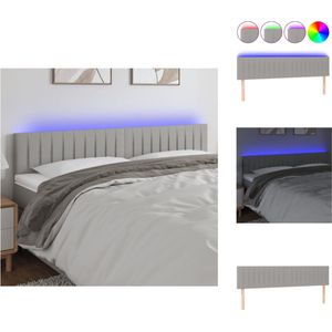 vidaXL Hoofdeind - LED-strip - Lichtgrijs - Stof - 200x5x78/88cm - Bedonderdeel