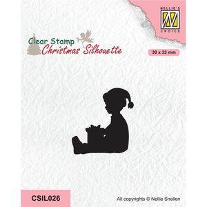 Nellie Snellen Christmas Silhouettes Clear Stempel Little Boy Got A Present